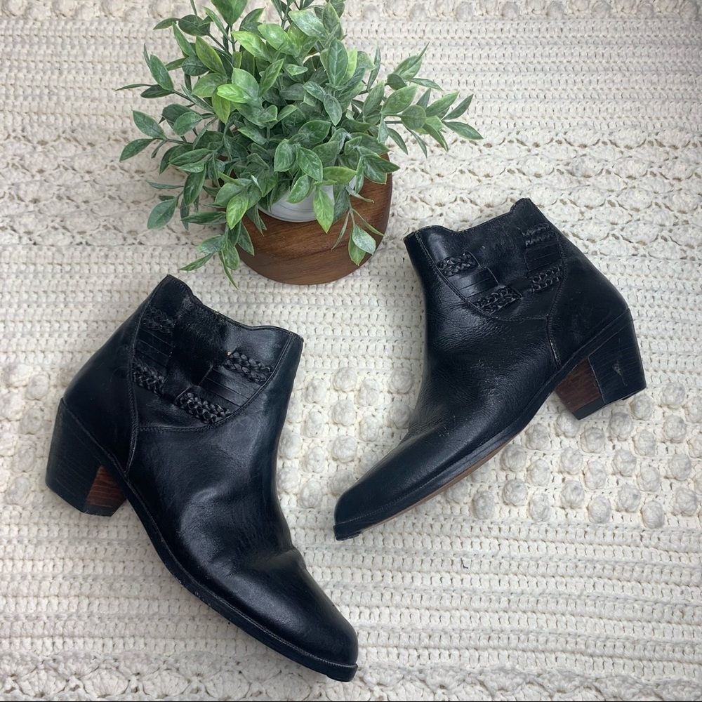 THE WILD PAIR VINTAGE Women's Western Cowgirl Leather Heeled Boots Black 9.5 - Picture 1 of 16